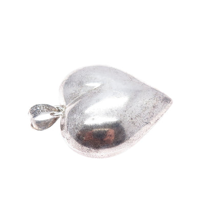 925 Sterling Silver Vintage Puffy Heart Oxidized Charm Pendant