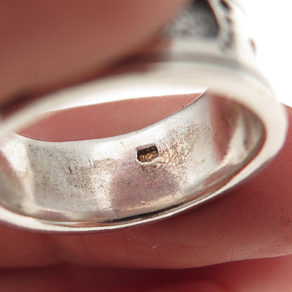 925 Sterling Silver Vintage Footprints Oxidized Band Ring Size 9