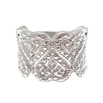 DBJ DEE BERKLE 925 Sterling Silver Real Round-Cut Diamond Heart Ring Size 9.25