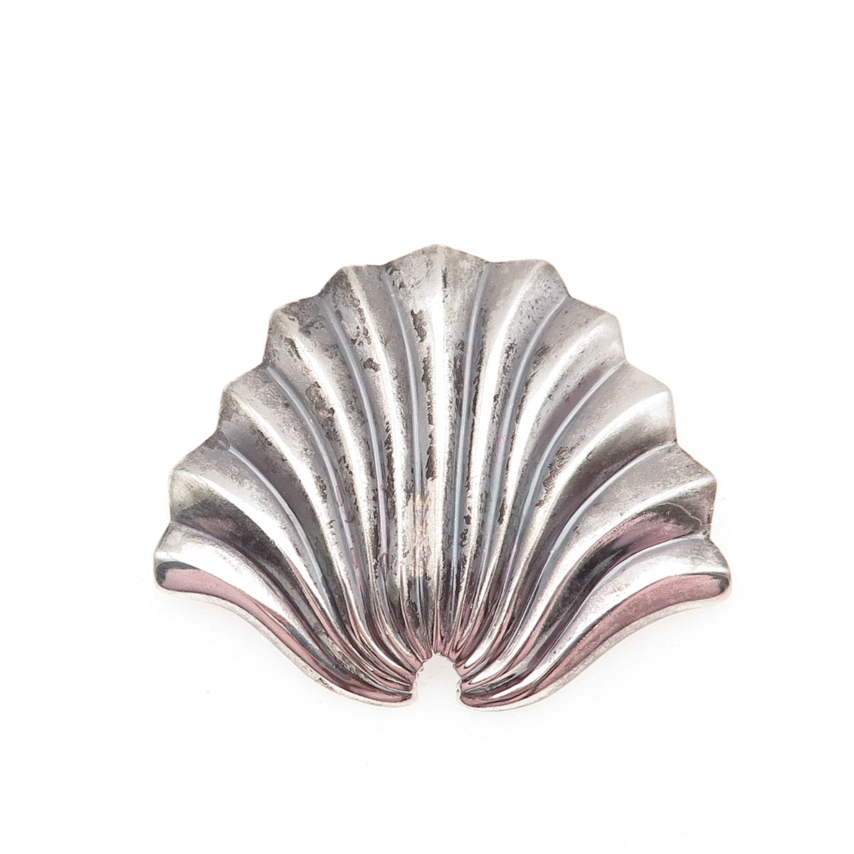 J.H. BREAKELL 925 Sterling Silver Vintage Modernist Seashell Oxidized Pin Brooch