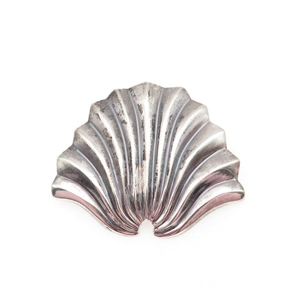 J.H. BREAKELL 925 Sterling Silver Vintage Modernist Seashell Oxidized Pin Brooch
