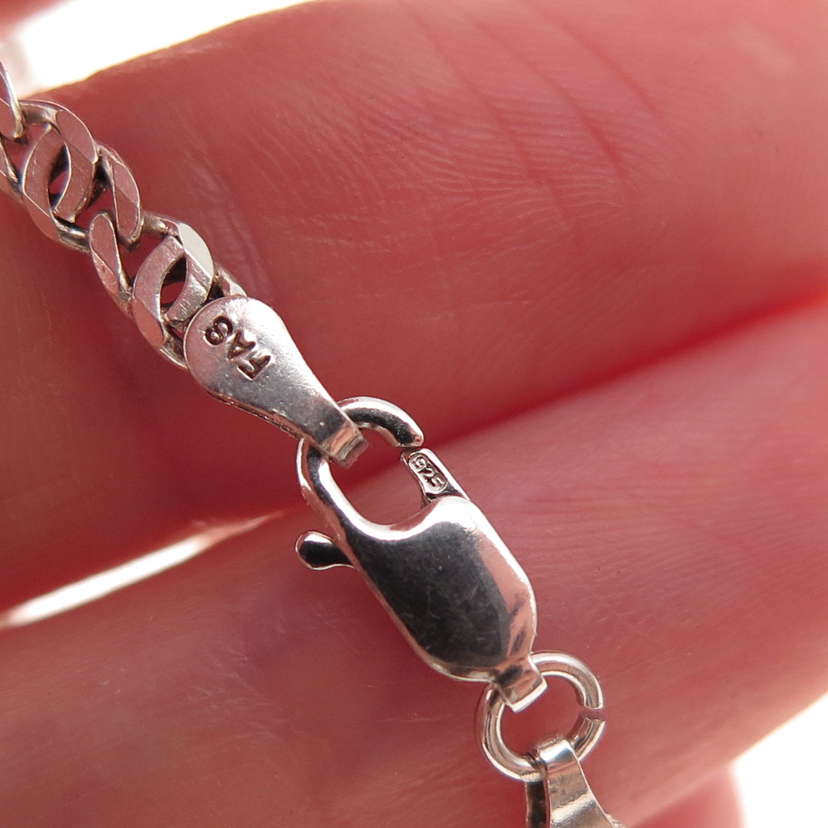 925 Sterling Silver Vintage Italy Anchor Mariner Chain Necklace 18"