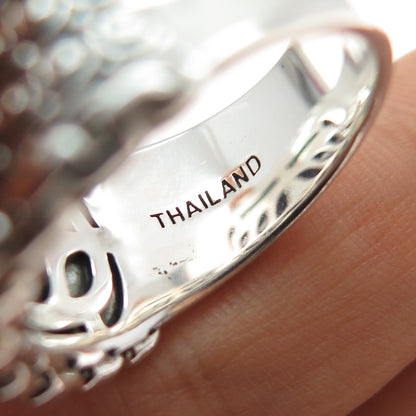 925 Sterling Silver Modernist Dotted Oxidized Ring Size 9.25