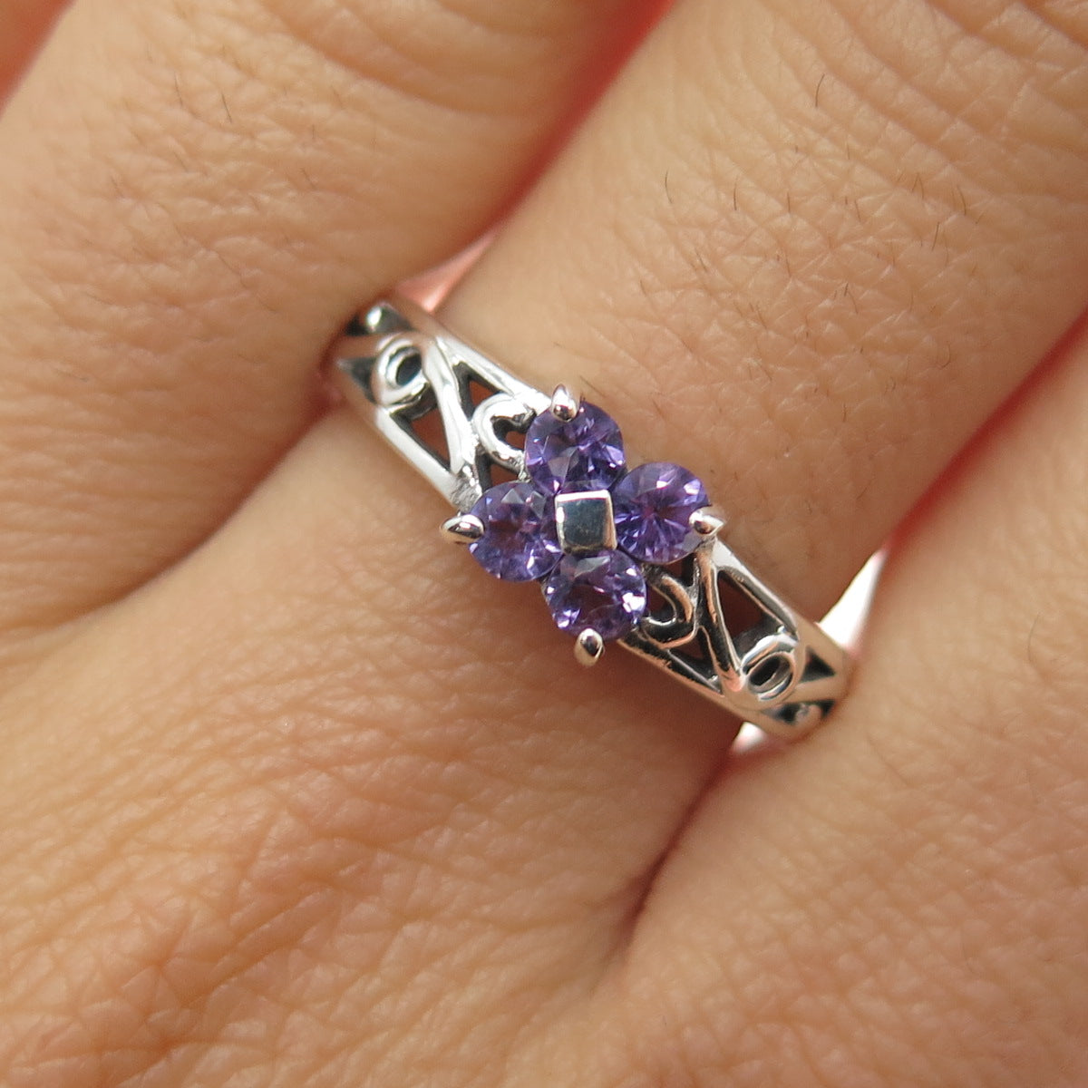 JACKSON HOLE 925 Sterling Silver Vintage Real Amethyst Swirl Ring Size 9