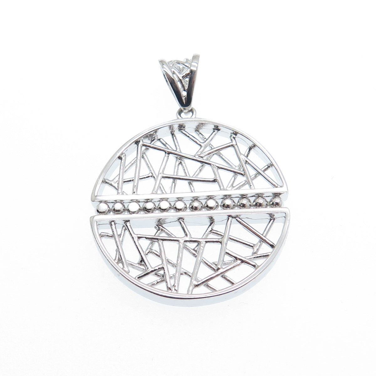 925 Sterling Silver Modernist Beaded Charm Pendant