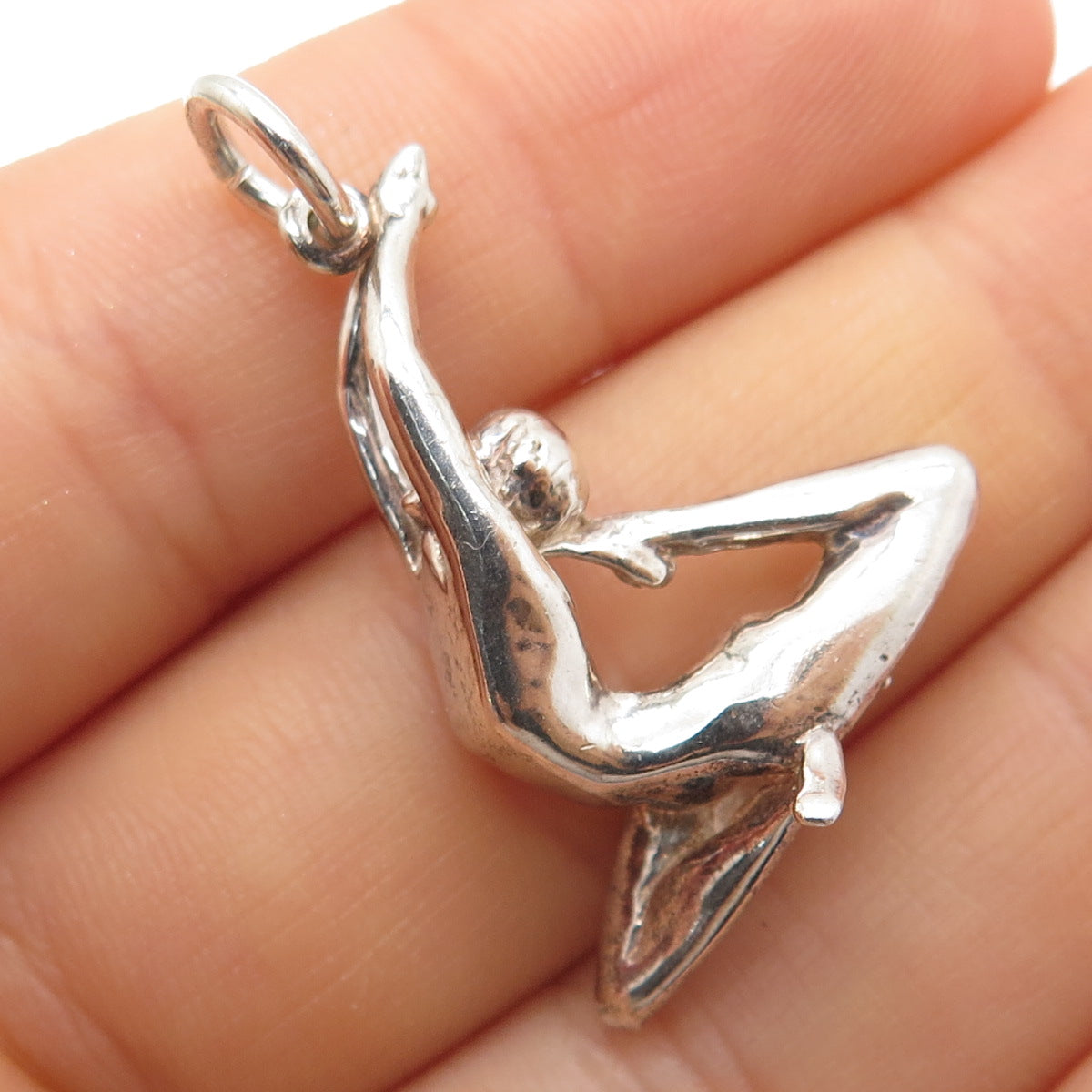 925 Sterling Silver Vintage Gymnastics Athlete 3D Charm Pendant