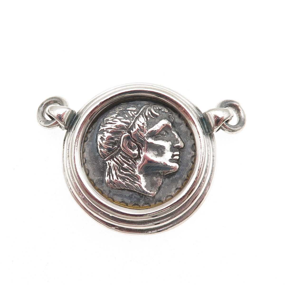 925 Sterling Silver Vintage Alexander the Great Oxidized Centerpiece Pendant