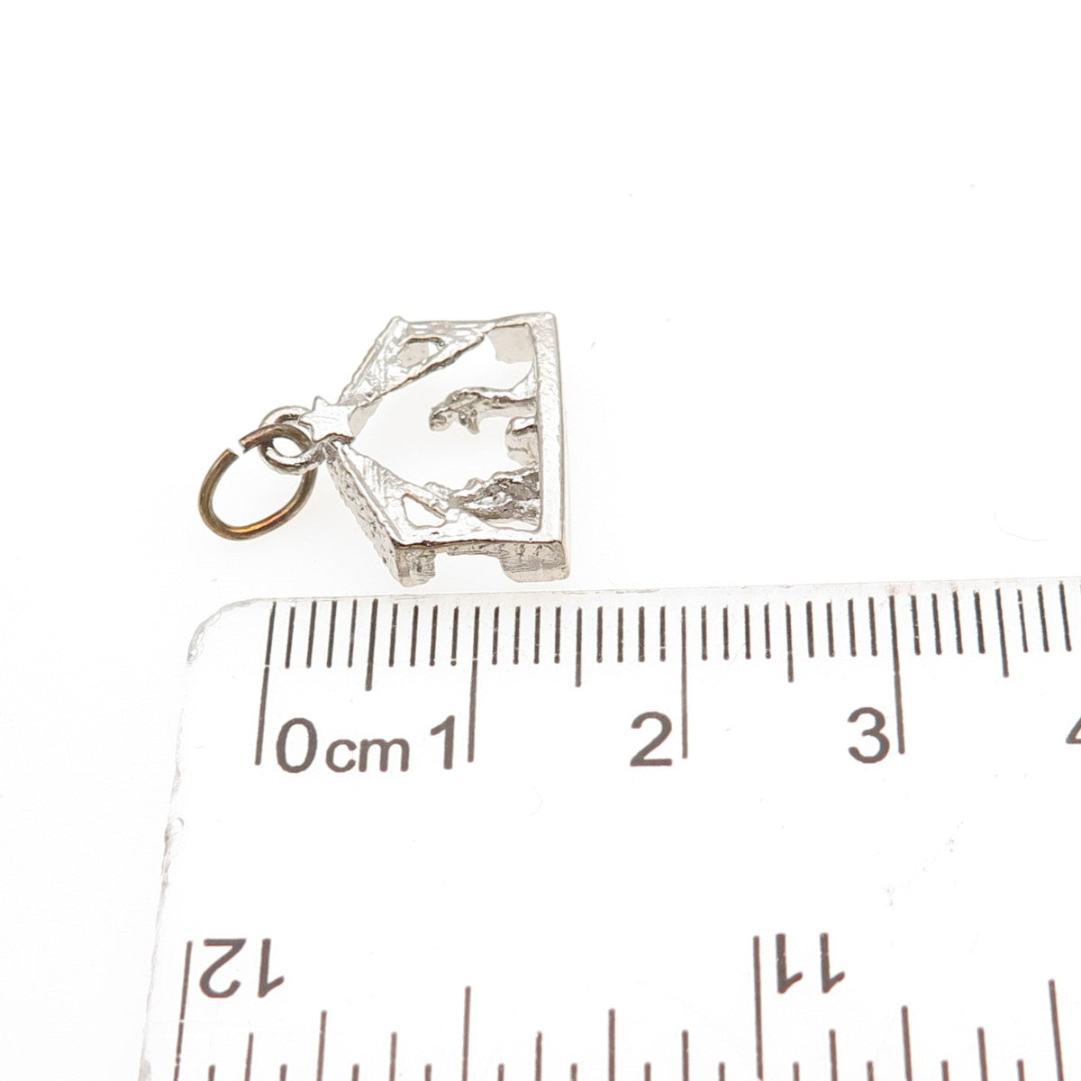 JAY POSON Sterling Silver Vintage Nativity Scene Christmas Mini Charm Pendant