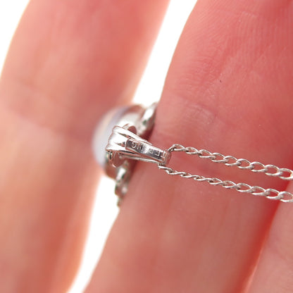 Tru-Kay 925 Sterling Silver Vintage Real Opalite Curb Chain Necklace 16"