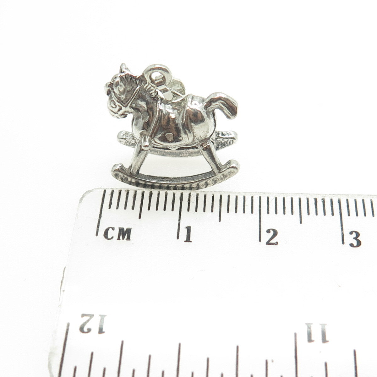 925 Sterling Silver Vintage Rocking Horse 3D Pendant