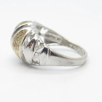925 Sterling Silver 2-Tone Vintage UTC Domed Ring Size 6