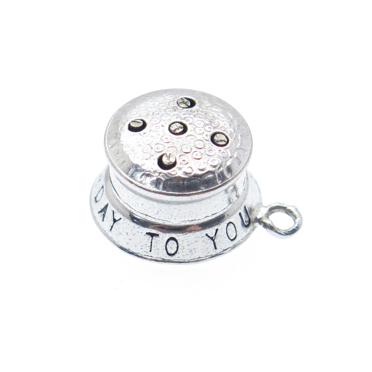 925 Sterling Silver Antique Happy Birthday To You Cake Minimalist Charm Pendant