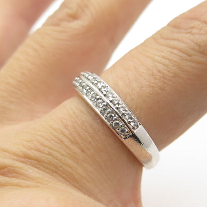 925 Sterling Silver Round-Cut C Z Half Eternity Ring Size 7