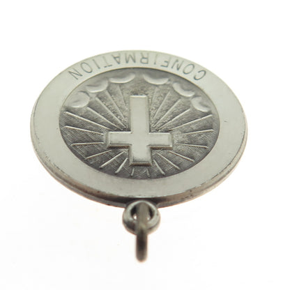 925 Sterling Silver Vintage Confirmation Medal Religious Pendant