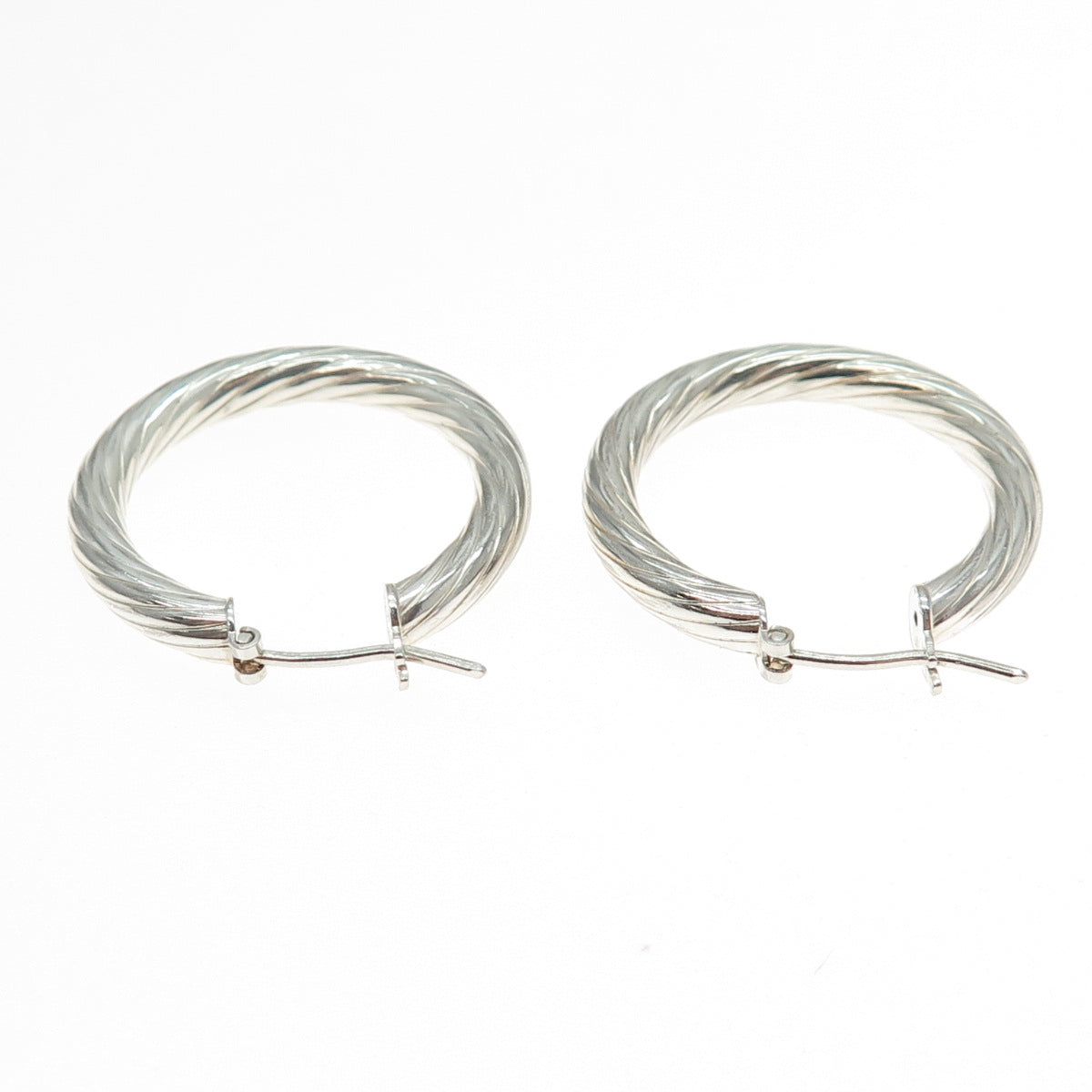925 Sterling Silver Vintage Italy Modernist Twisted Hoop Earrings