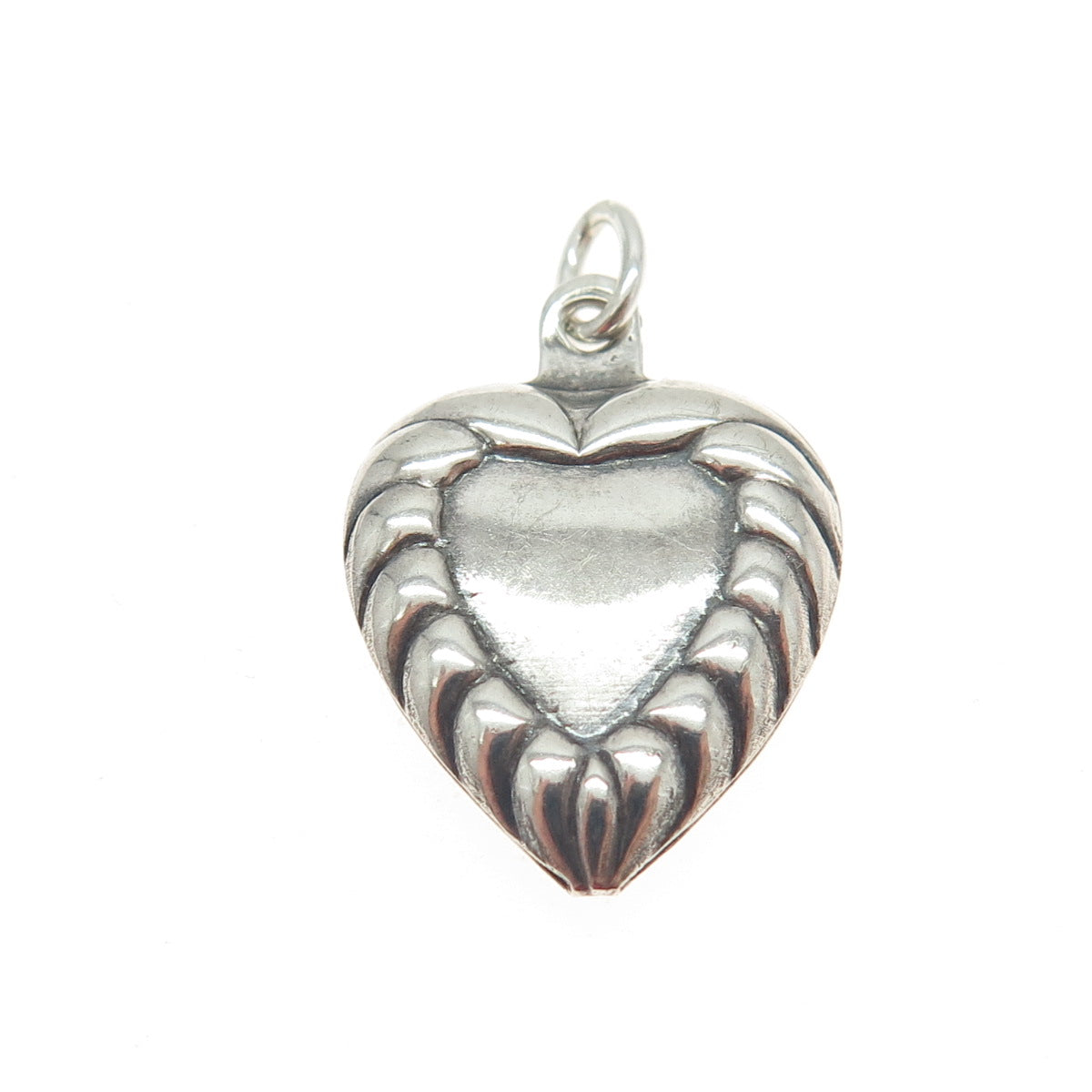 925 Sterling Silver Antique Art Deco Heart Chatelaine Charm Pendant