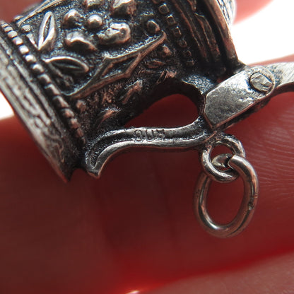 800 Silver Antique Art Deco Beer Stein Locket Minimalist 3D Charm Pendant