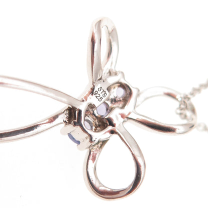 Chuck Clemency 925 Sterling Silver Real Tanzanite Cross Cable Chain Necklace 20"
