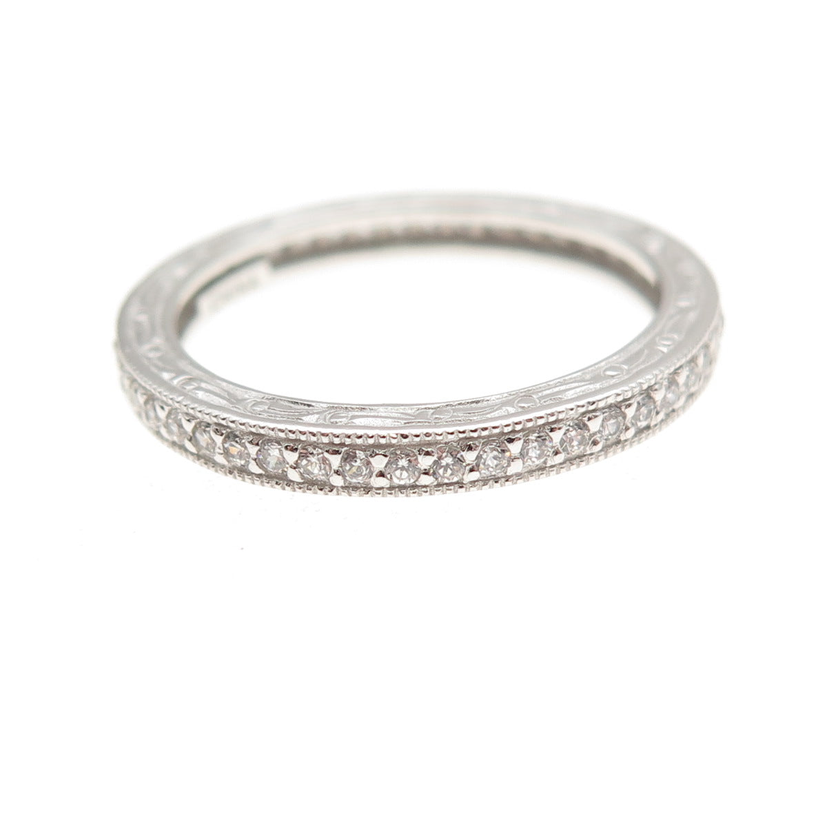 925 Sterling Silver Round-Cut C Z Eternity Stackable Band Ring Size 8