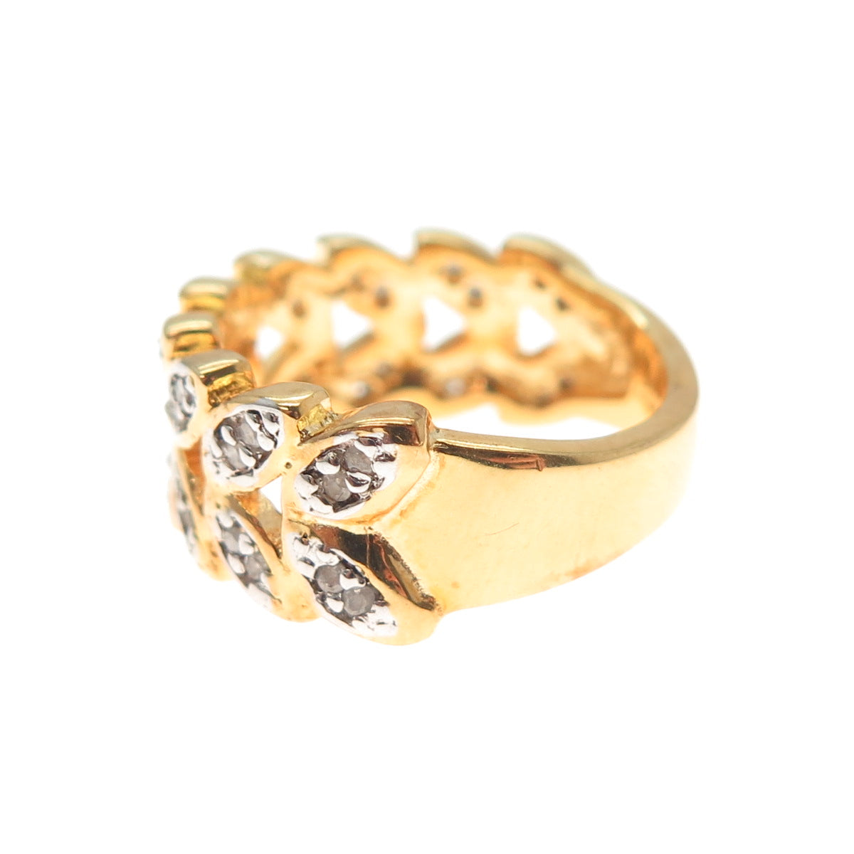 DBJ DEE BERKLE Sterling Silver Gold Plated Real Diamond Laurel Leaf Ring Size 5
