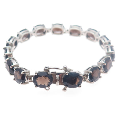 ALEXANDRIA & CO. 925 Sterling Silver Real Oval-Cut Smoky Quartz Bracelet 7.25"