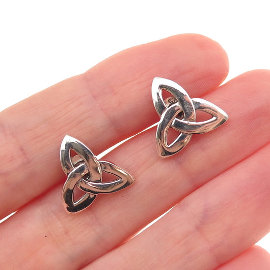 Solvar 925 Sterling Silver Vintage Ireland Celtic Trinity Knot Stud Earrings