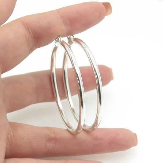 HAN 925 Sterling Silver Smooth Hoop Earrings