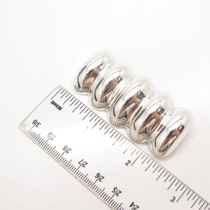 925 Sterling Silver Vintage Mexico Ming's Modernist Ribbed Pin Brooch