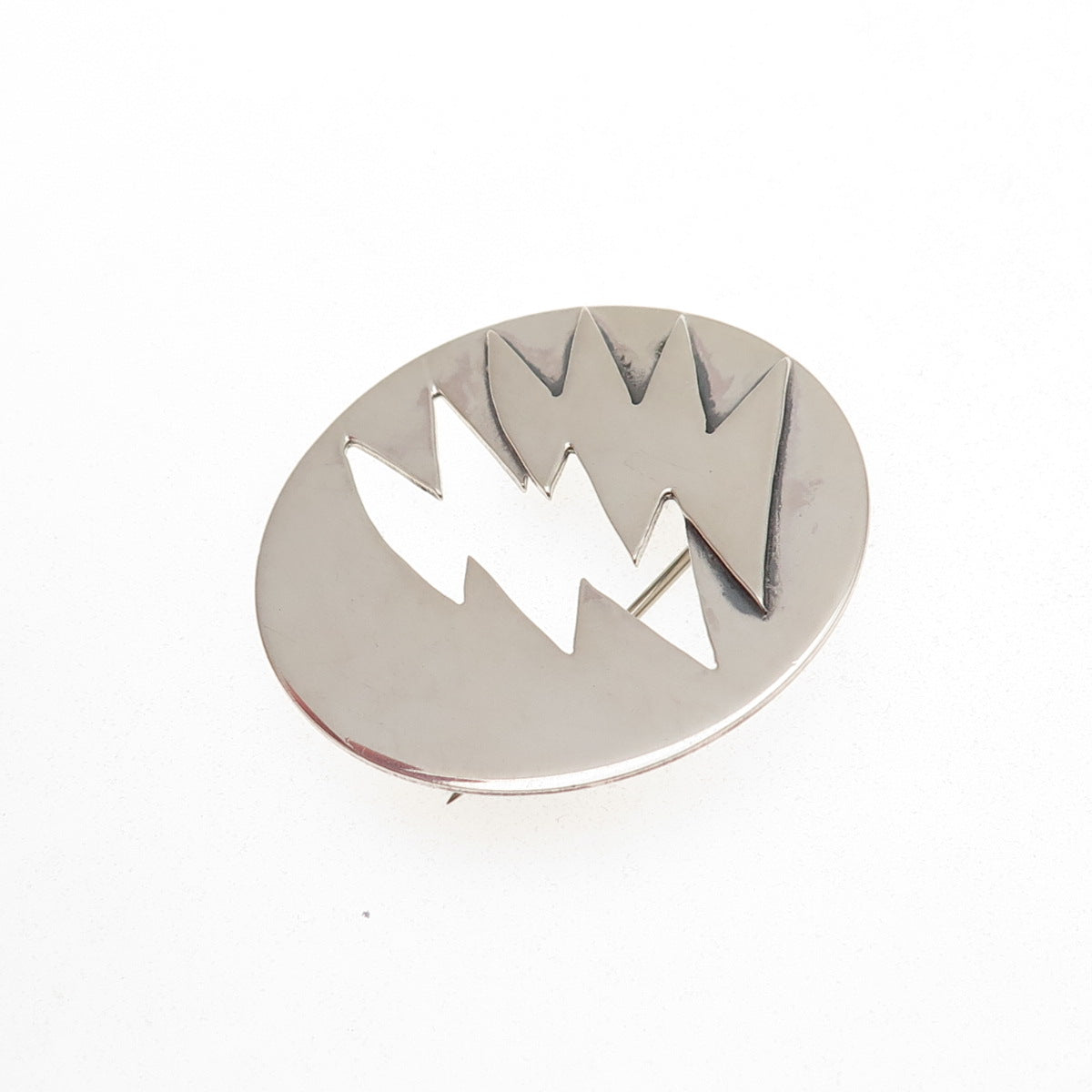 925 Sterling Silver Vintage Modernist Thunderbolt Pin Brooch