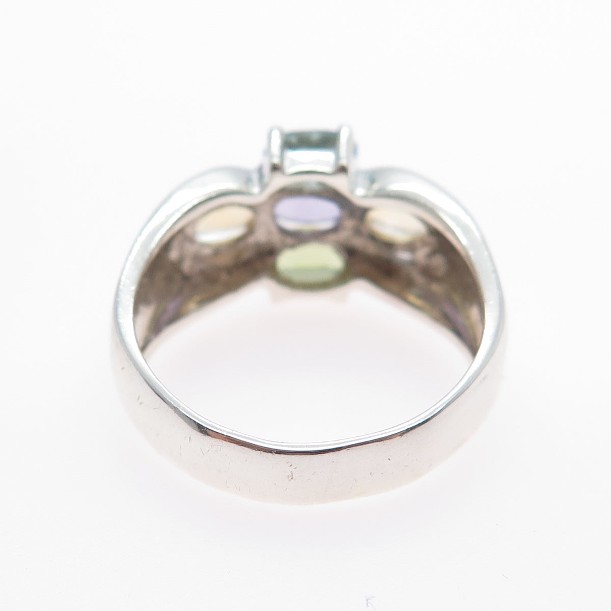 PRANDA 925 Sterling Silver Vintage Topaz Citrine Amethyst Peridot Ring Size 9.75
