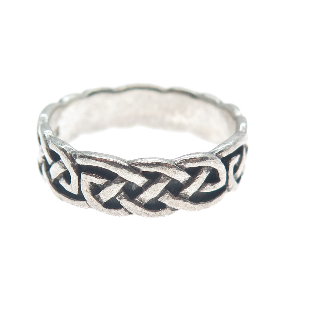 925 Sterling Silver Vintage Celtic Knot Oxidized Band Ring Size 8.5