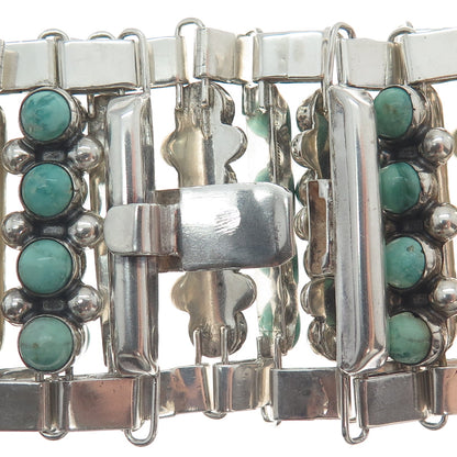 925 Sterling Vintage Mexico Royston Turquoise Snake Eye Heavy Bracelet 7.5"