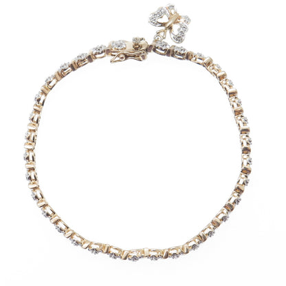 ROSS SIMONS Sterling Gold Plated Real Diamond Accent Tennis Link Bracelet 7"