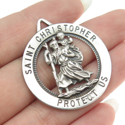 925 Sterling Silver Antique Art Deco St. Christopher Religious Pendant