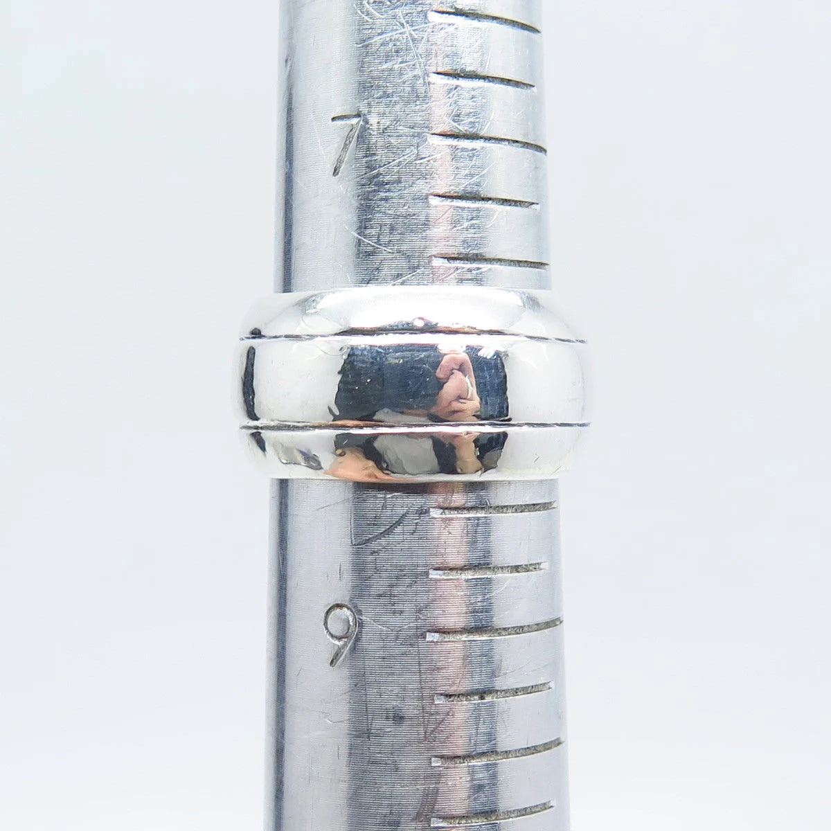 925 Sterling Silver Vintage Striped Band Ring Size 8.5