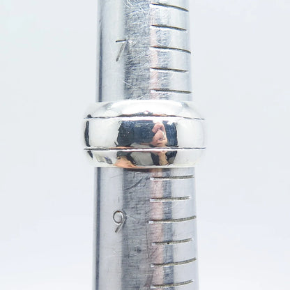 925 Sterling Silver Vintage Striped Band Ring Size 8.5