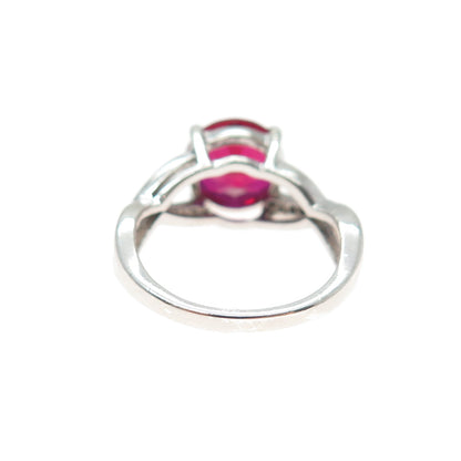 925 Sterling Silver Round-Cut Lab-Created Ruby & White Topaz Ring Size 5