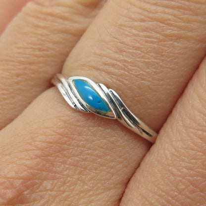 925 Sterling Silver Vintage Real Bisbee Turquoise Bypass Ring Size 8.25