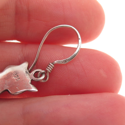 925 Sterling Silver Vintage Cat Oxidized Dangle Earrings