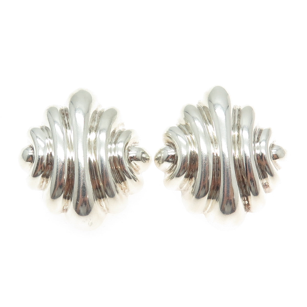 KRYPELL 925 Sterling Silver Vintage Modernist Omega Back Earrings