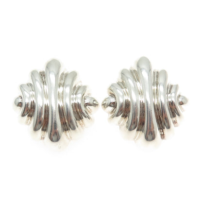 KRYPELL 925 Sterling Silver Vintage Modernist Omega Back Earrings