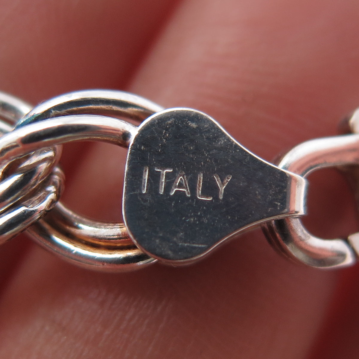 925 Sterling Silver Vintage Italy Double Curb Link Bracelet 8"