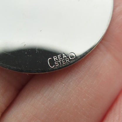 CREA 925 Sterling Silver Vintage "To Mother" Round Tag Pendant