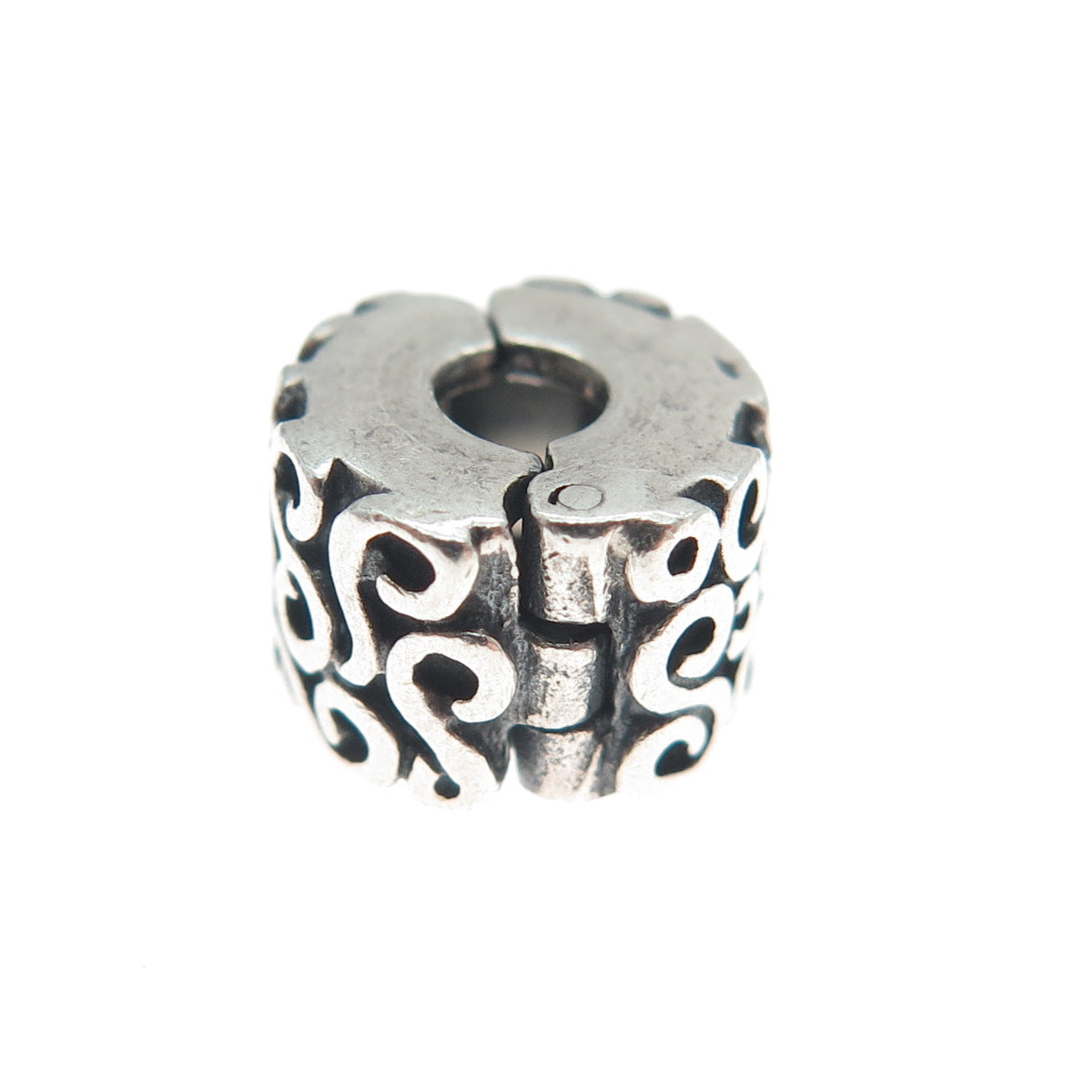 PANDORA 925 Sterling Silver Swirl Oxidized Clip Charm
