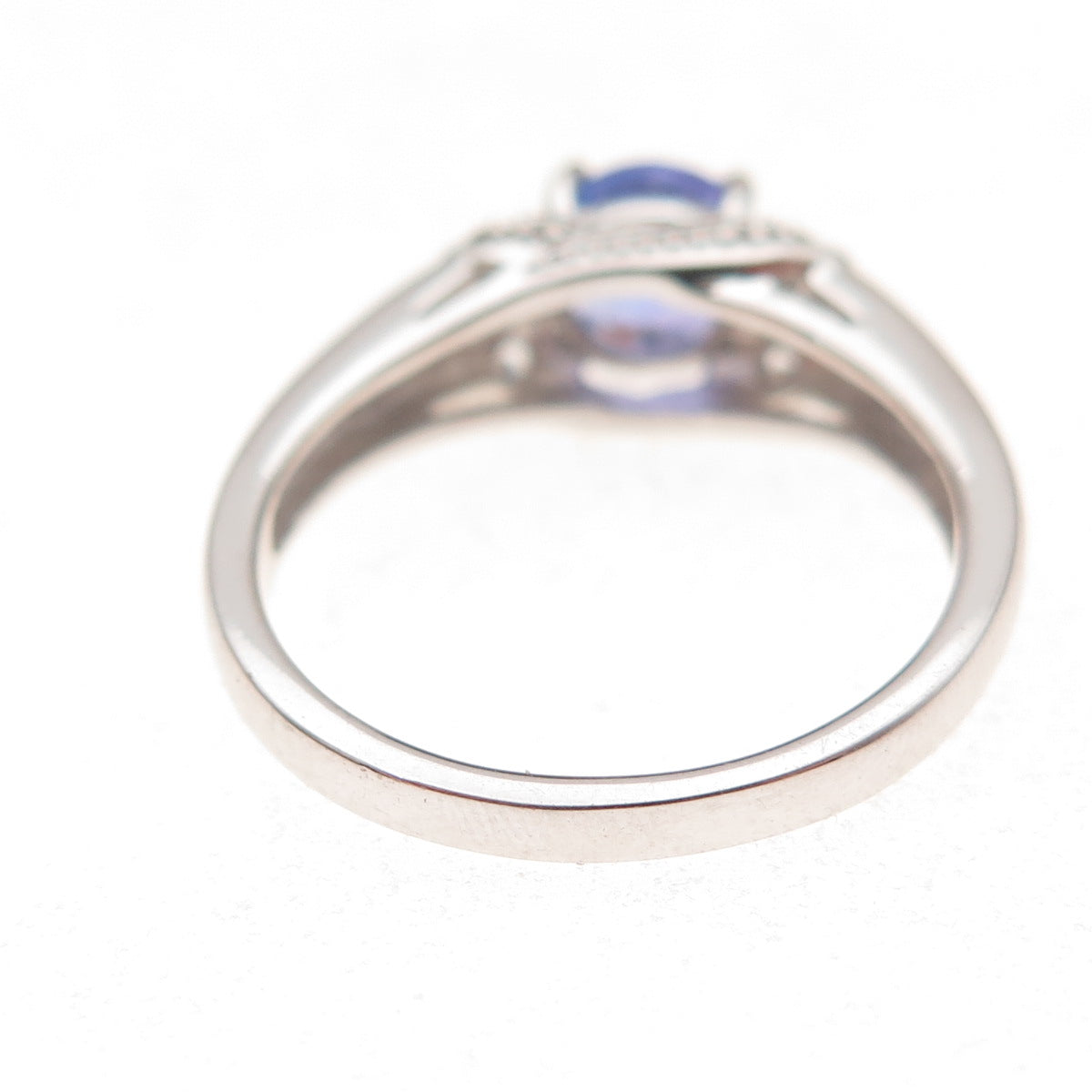 925 Sterling Silver Real Round-Cut Tanzanite & White Topaz Ring Size 8