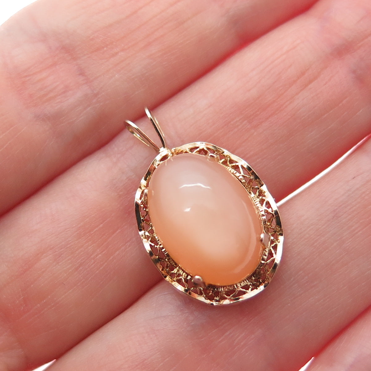 925 Sterling Silver Gold Plated Vintage Optic Fiber Cat's Eye Minimalist Pendant