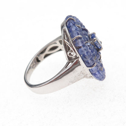 Chuck Clemency 925 Sterling Silver Real Tanzanite Beads Ring Size 8
