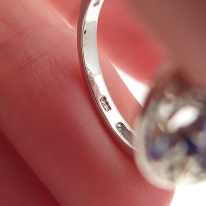 Chuck Clemency 925 Sterling Silver Real Oval & Round-Cut Tanzanite Ring Size 8