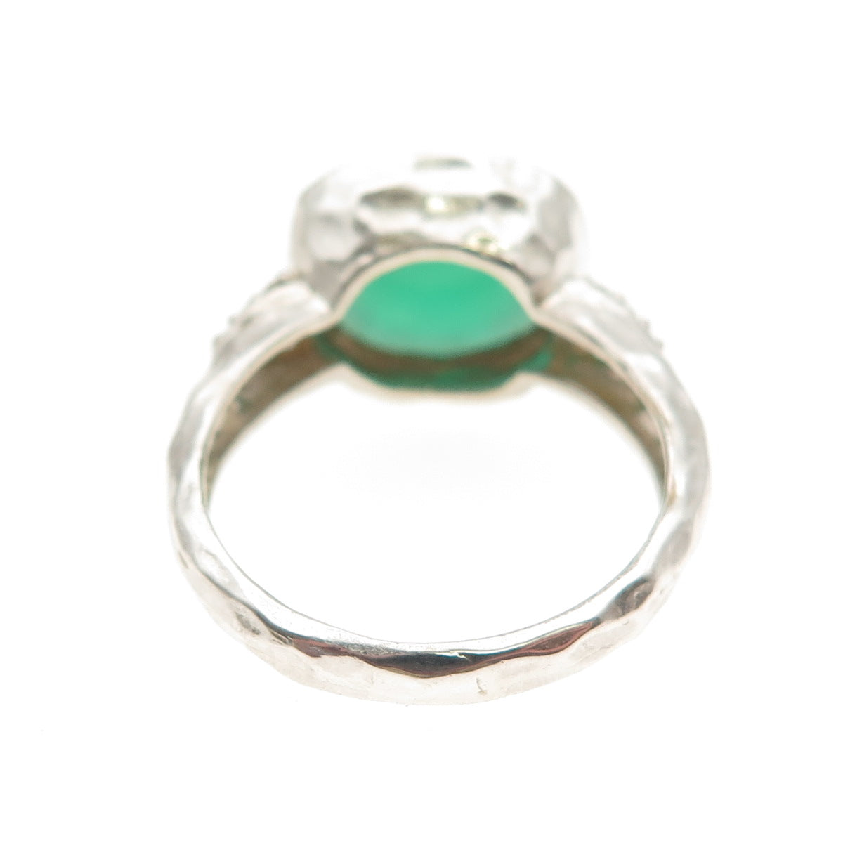 CHATEAU D'ARGENT 925 Sterling Silver Vintage Real Green Onyx & C Z Ring Size 9