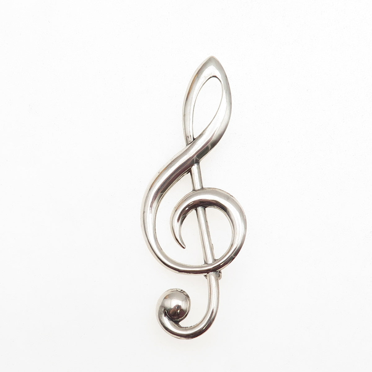 BEAU 925 Sterling Silver Vintage Treble Clef Oxidized Pin Brooch
